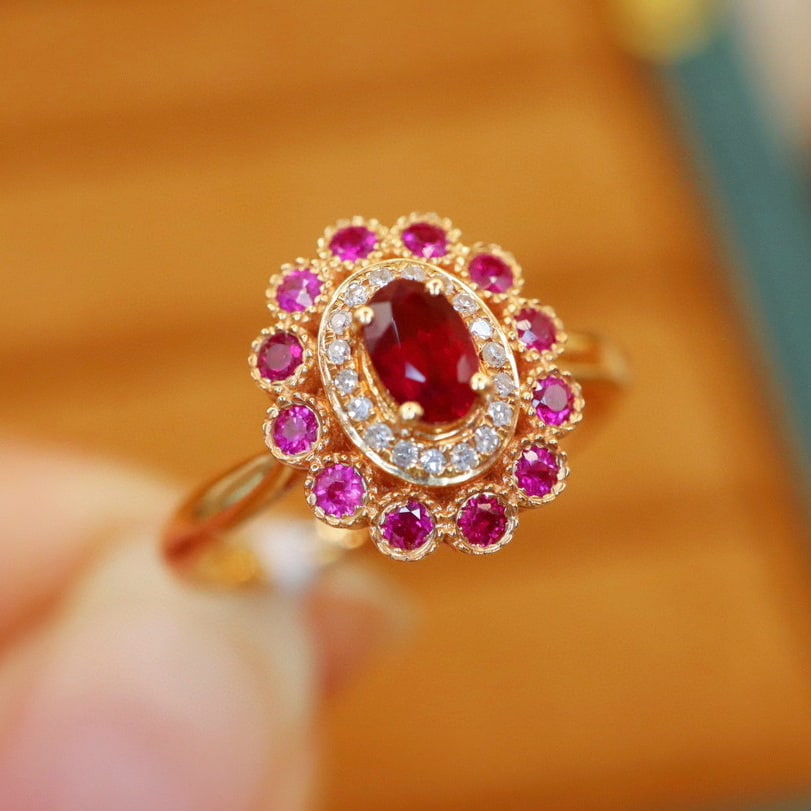 14k Gold 0.67 Ctw Natural Ruby & Ruby Ring - 4