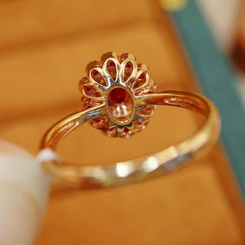 14k Gold 0.67 Ctw Natural Ruby & Ruby Ring - 5