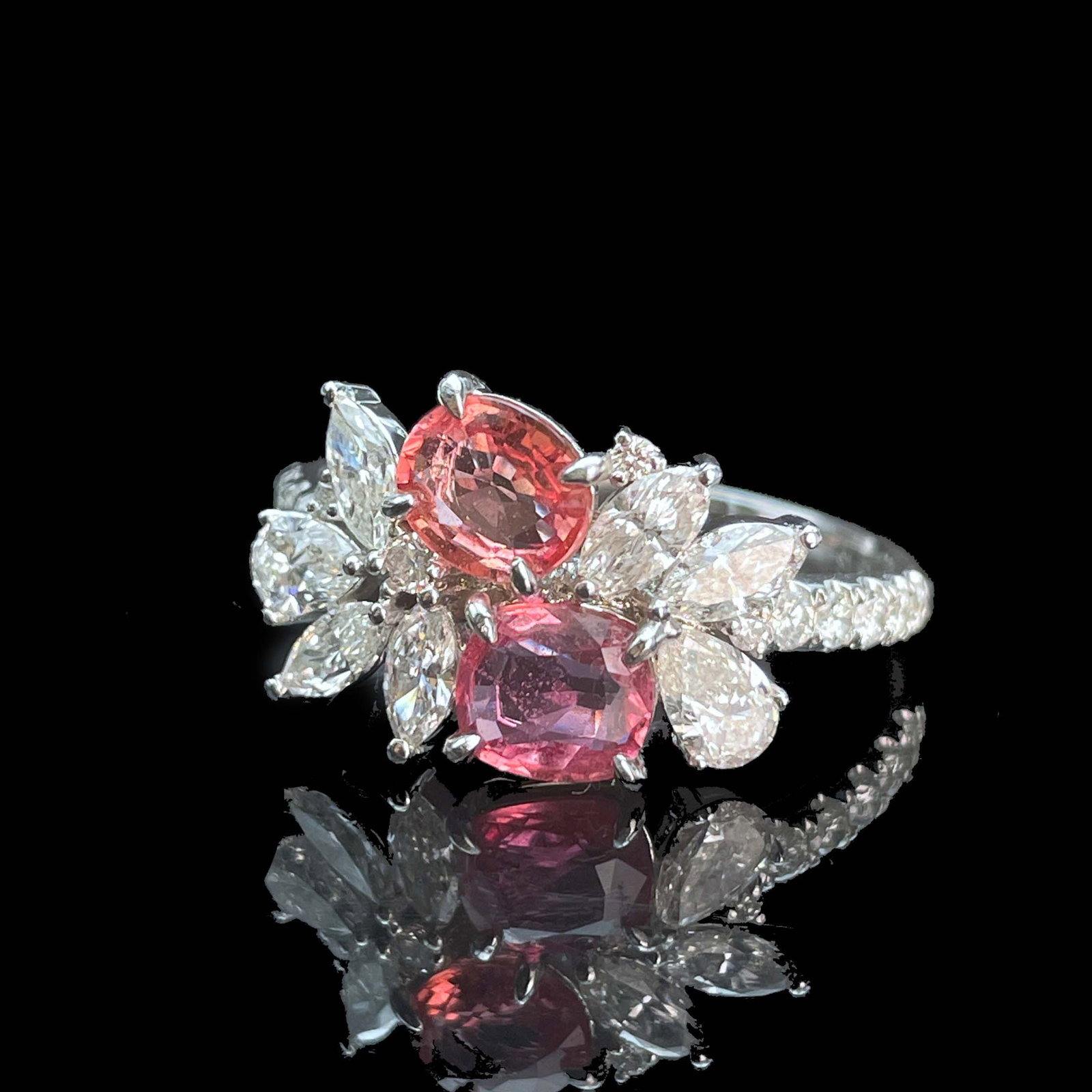 14k Gold 2.64 Ctw Natural Padparadscha Sapphire & Diamond Ring - 5