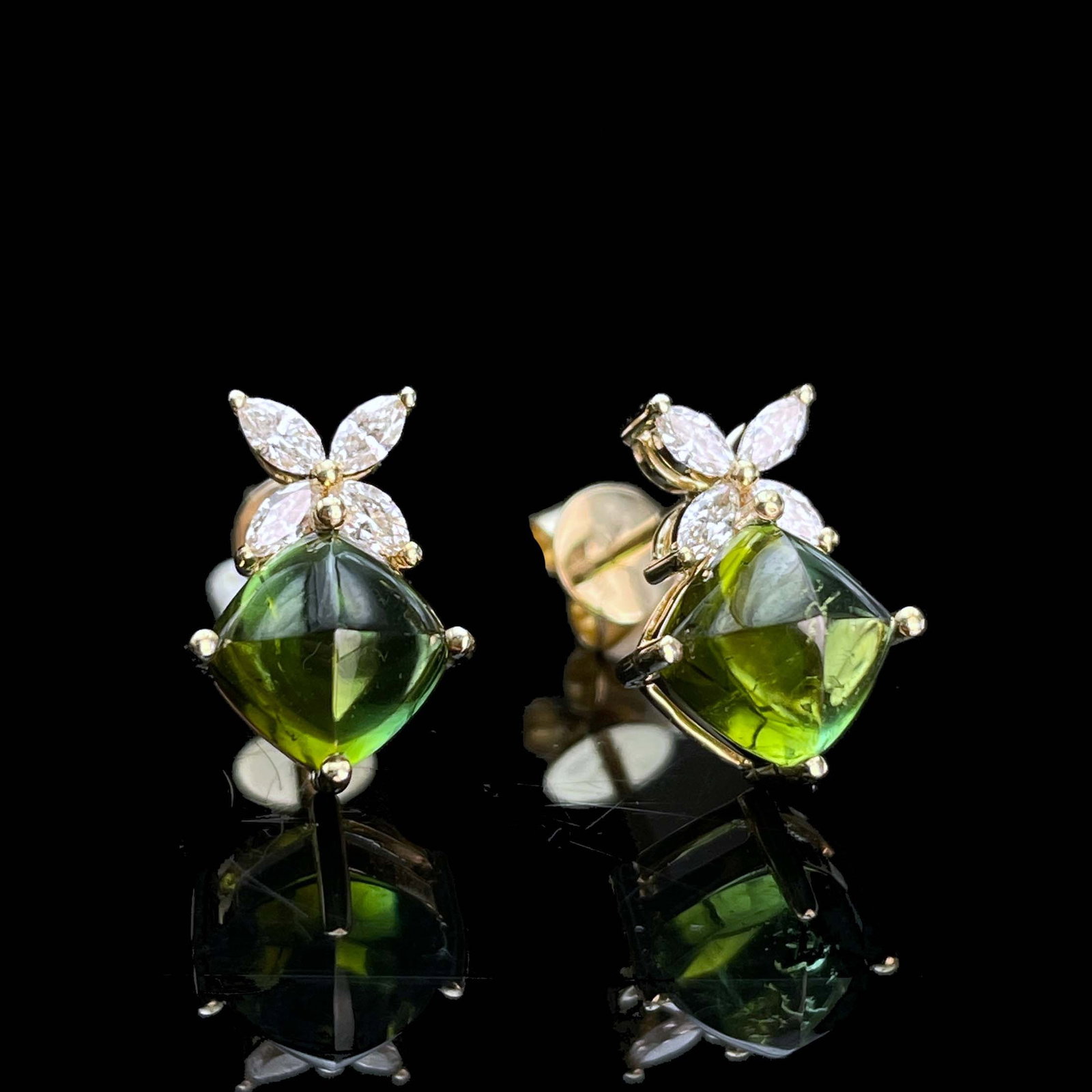 14k Gold 3.04 Ctw Natural Tourmaline & Diamond Earrings - 3