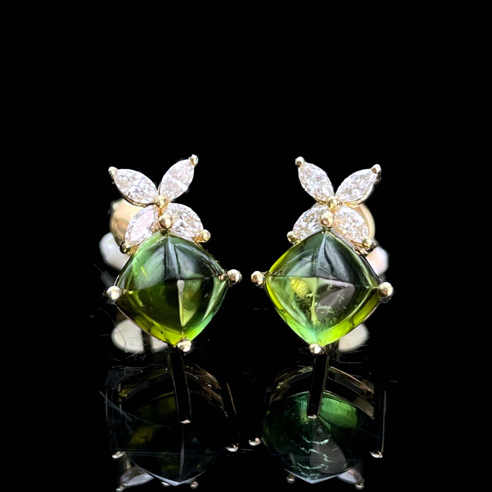 14k Gold 3.04 Ctw Natural Tourmaline & Diamond Earrings - 4