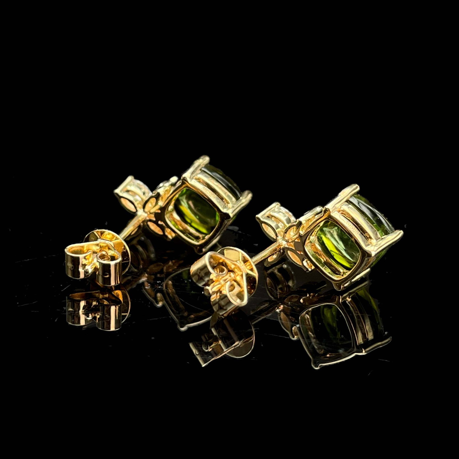 14k Gold 3.04 Ctw Natural Tourmaline & Diamond Earrings - 5
