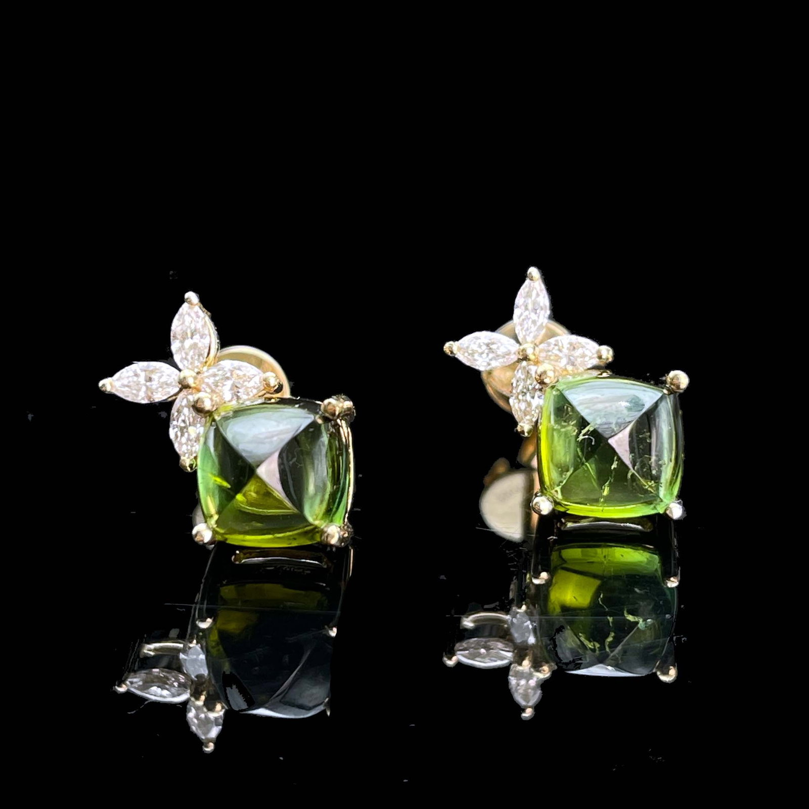14k Gold 3.04 Ctw Natural Tourmaline & Diamond Earrings - 6