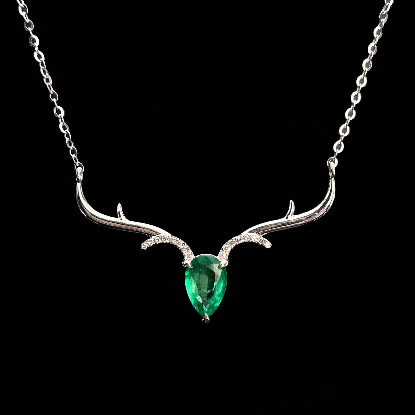 14k Gold 0.93 Ctw Vivid Green Natural Emerald & Diamond Necklace - 2
