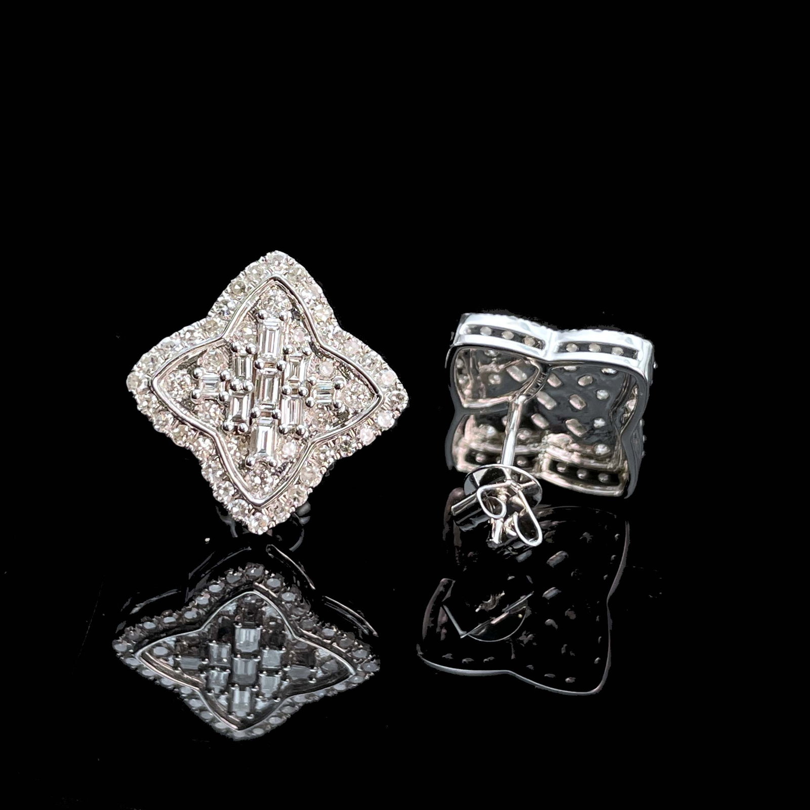 14k Gold 0.7 Ct Natural H Diamond Earrings - 6