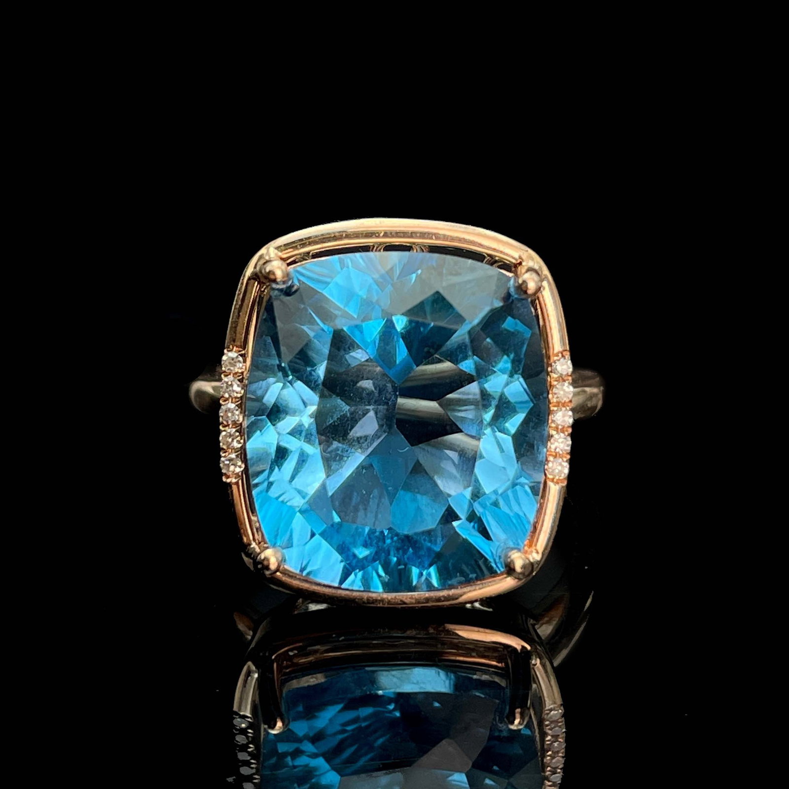14k Gold 10.53 Ctw Natural Topaz & Diamond Ring - 5