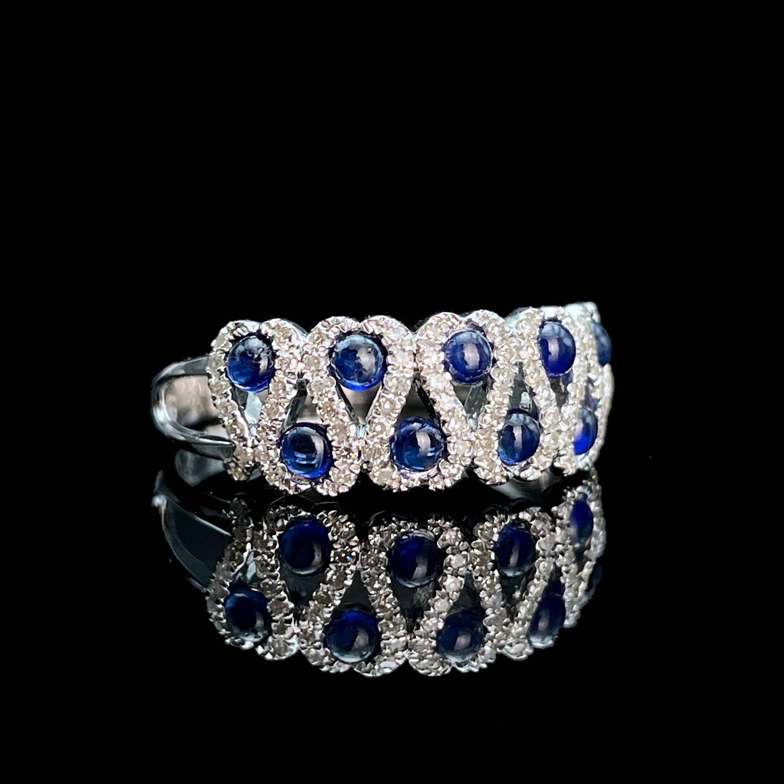 14k Gold 0.85 Ctw Natural Sapphire & Diamond Ring - 2