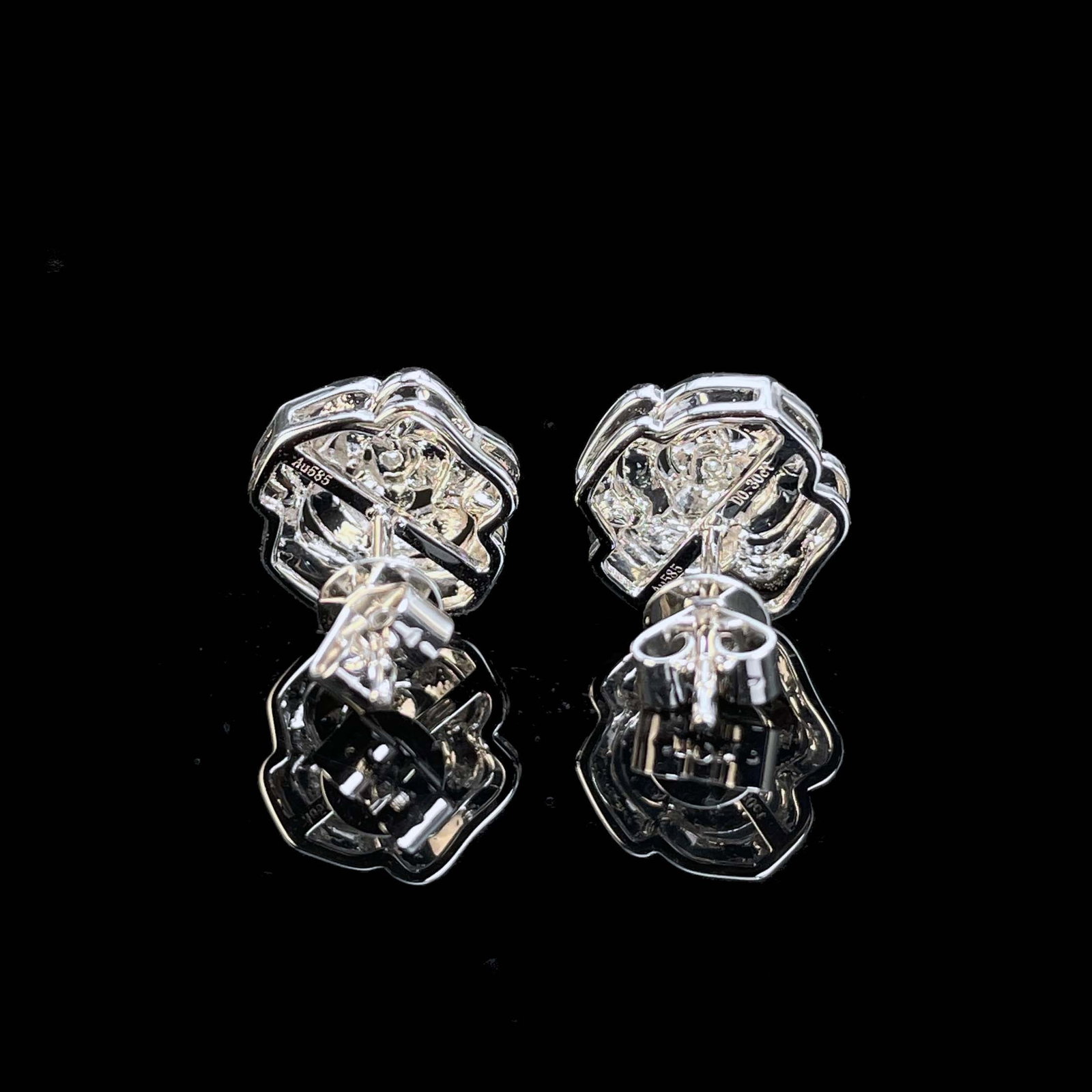 14k Gold 0.3 Ct Natural H Diamond Earrings - 4