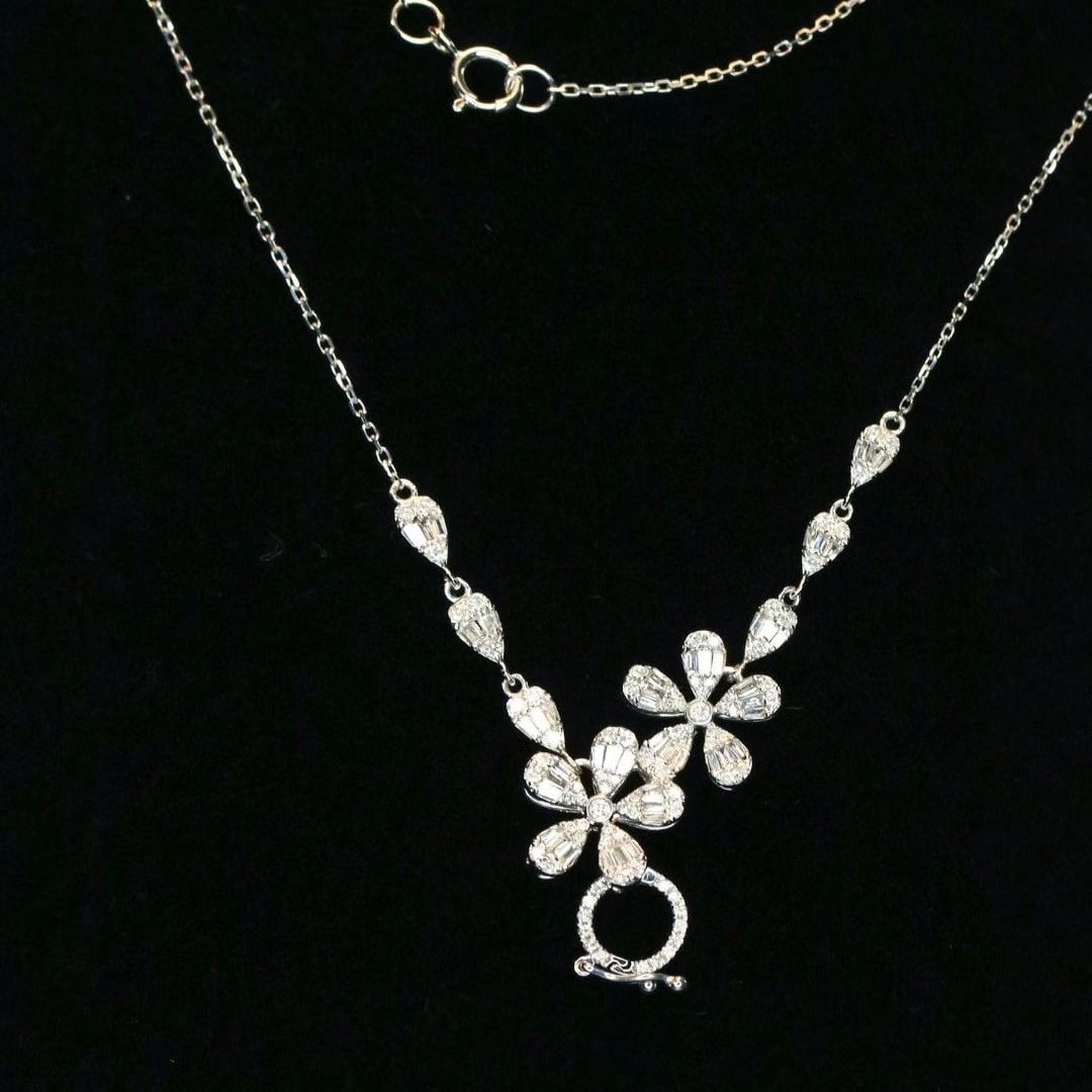 14k Gold 0.6 Ct Natural H Diamond Necklace: Ref:230993110 // gold content:14k gold // main gemstone:diamond // shape:multiply // carat weight:0. 6ct // clarity grade:vs-si // color:h // treatment:natural // High Estimate: 5300 Low Estimate: