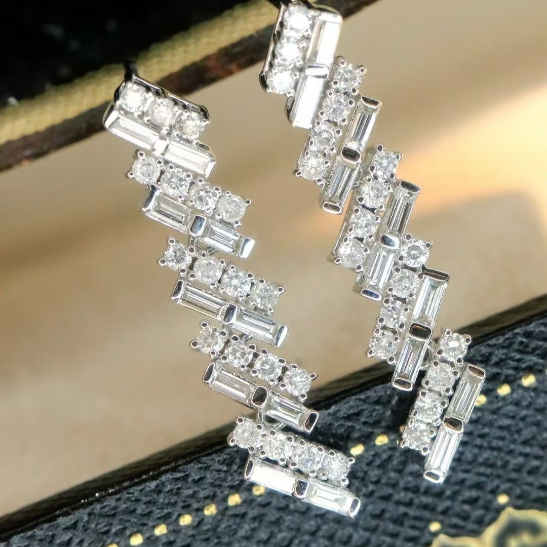 14k Gold 1 Ct Natural H Diamond Earrings - 3