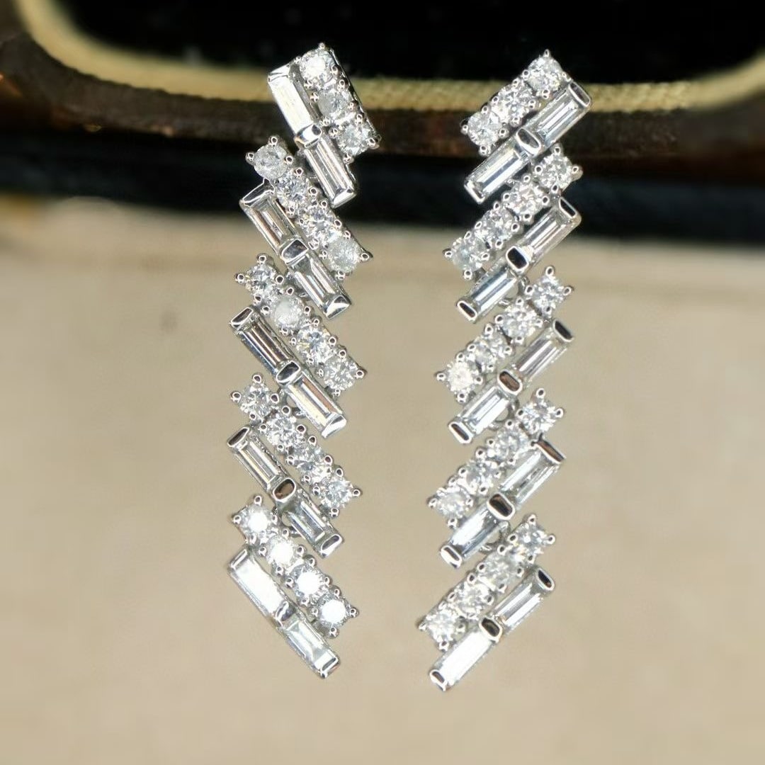 14k Gold 1 Ct Natural H Diamond Earrings - 4