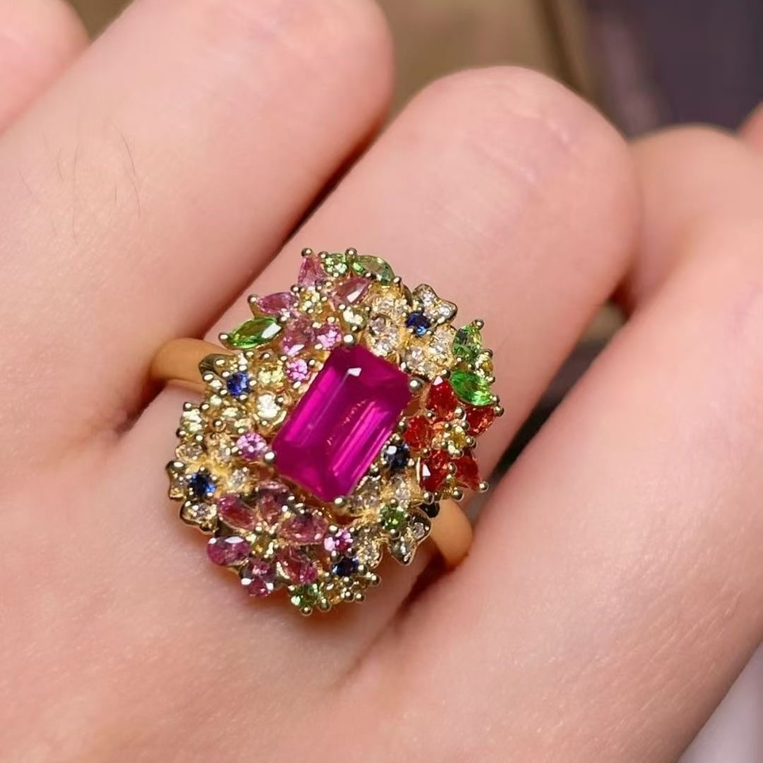 14k Gold 1.1 Ct Natural Ruby Ring - 4
