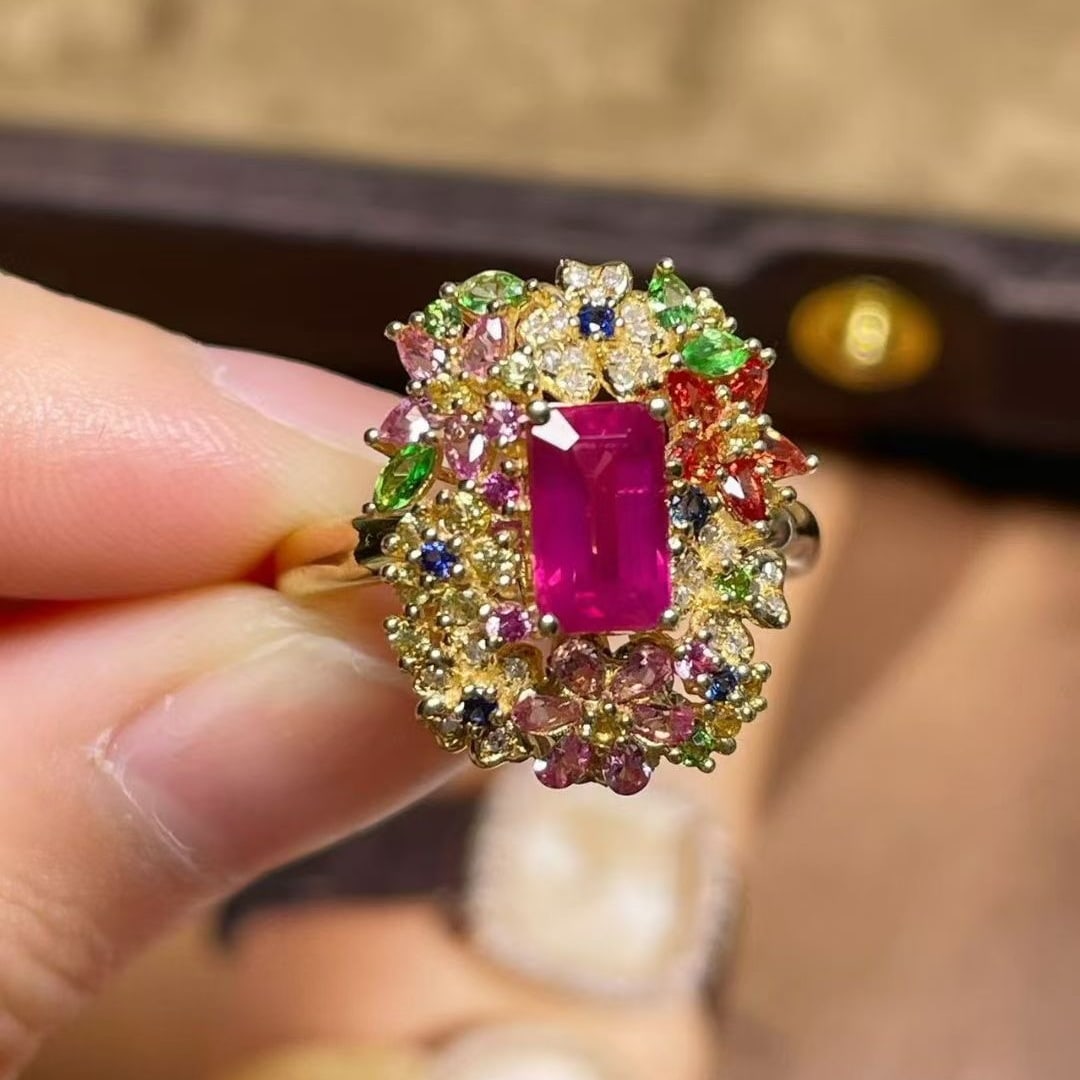 14k Gold 1.1 Ct Natural Ruby Ring - 5