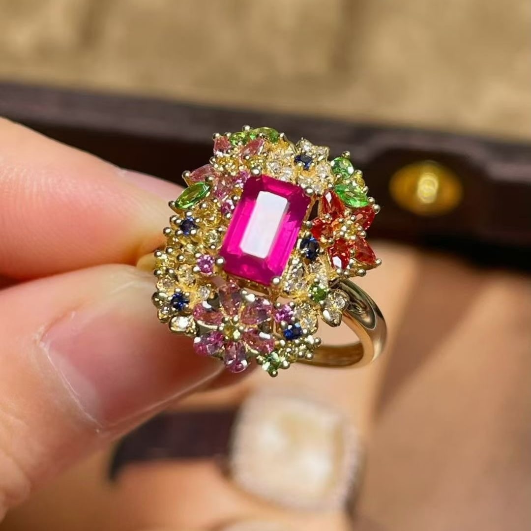14k Gold 1.1 Ct Natural Ruby Ring - 6