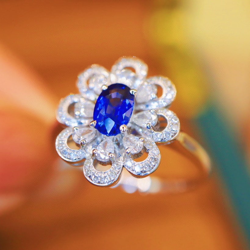 14k Gold 0.94 Ctw Natural Sapphire & Diamond Ring - 3