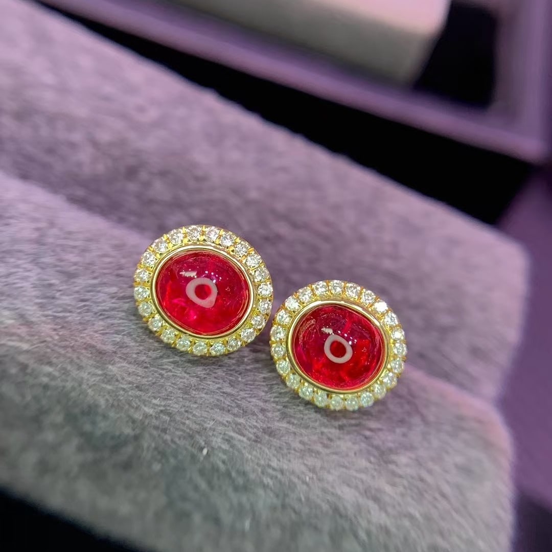 14k Gold 2.4 Ct Natural Spinel & Diamond Earrings - 2