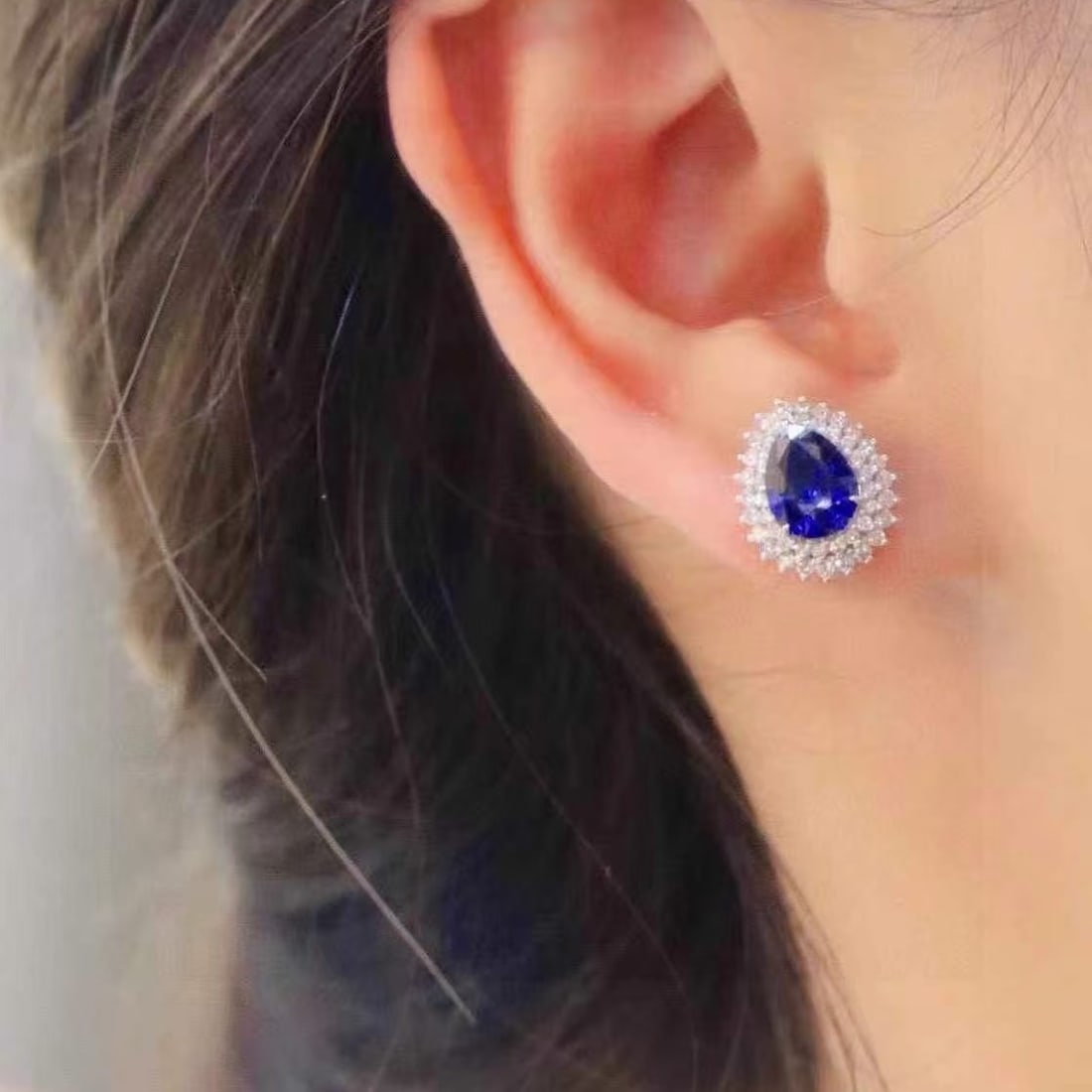 14k Gold 3.16 Ctw Natural Sapphire & Diamond Earrings - 3