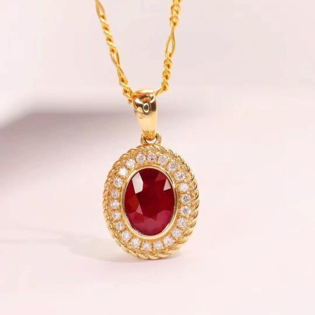 14k Gold 1.32 Ctw Natural Ruby & Diamond Pendant( Without Chain ) (1 of 6)