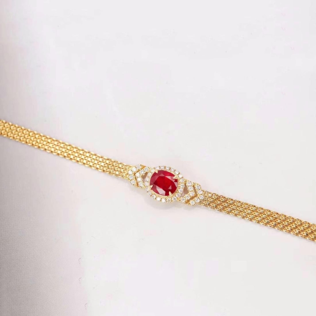 14k Gold 1.29 Ctw Natural Ruby & Diamond Bracelet - 4