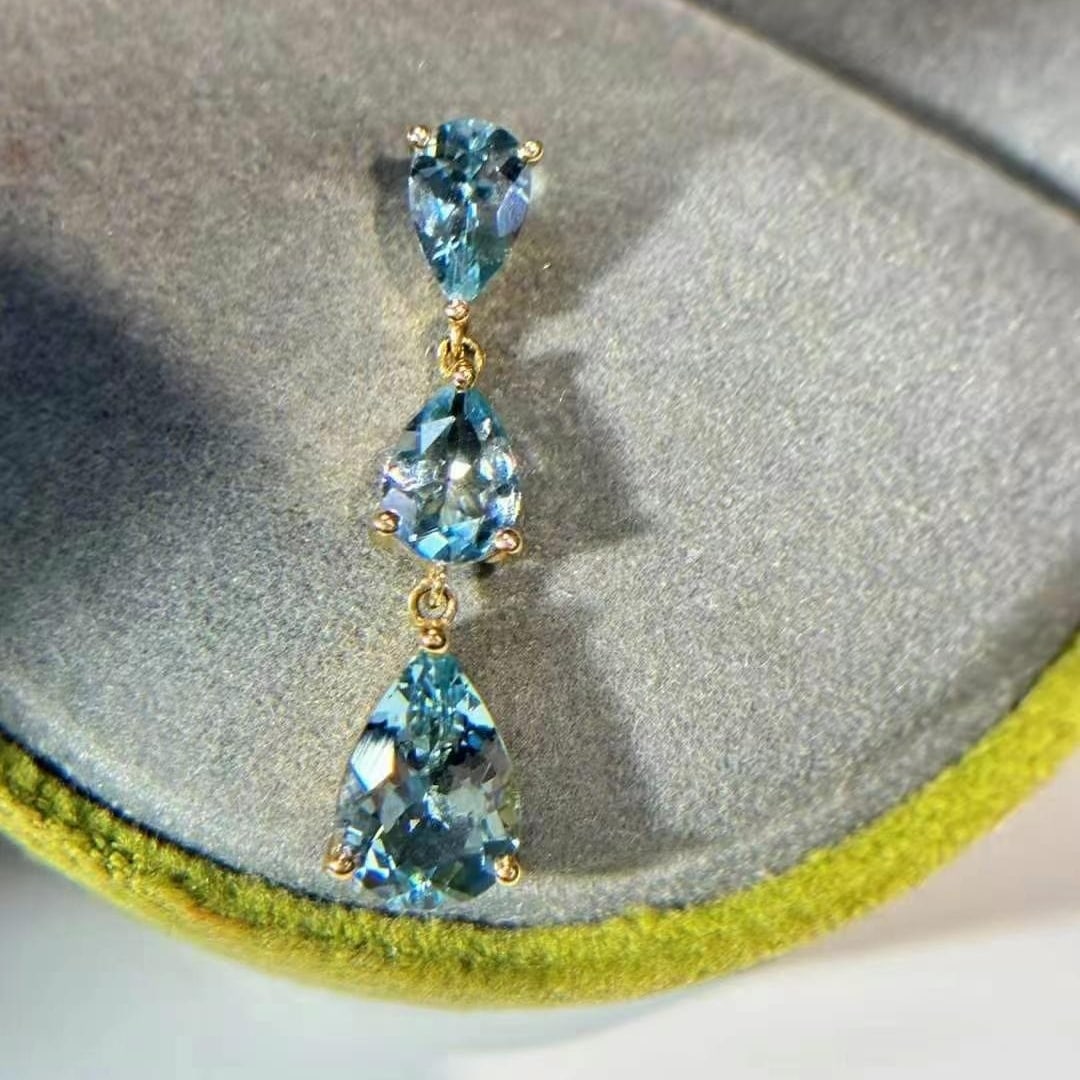 14k Gold 4 Ct Natural Aquamarine Pendant( Without Chain ) - 2