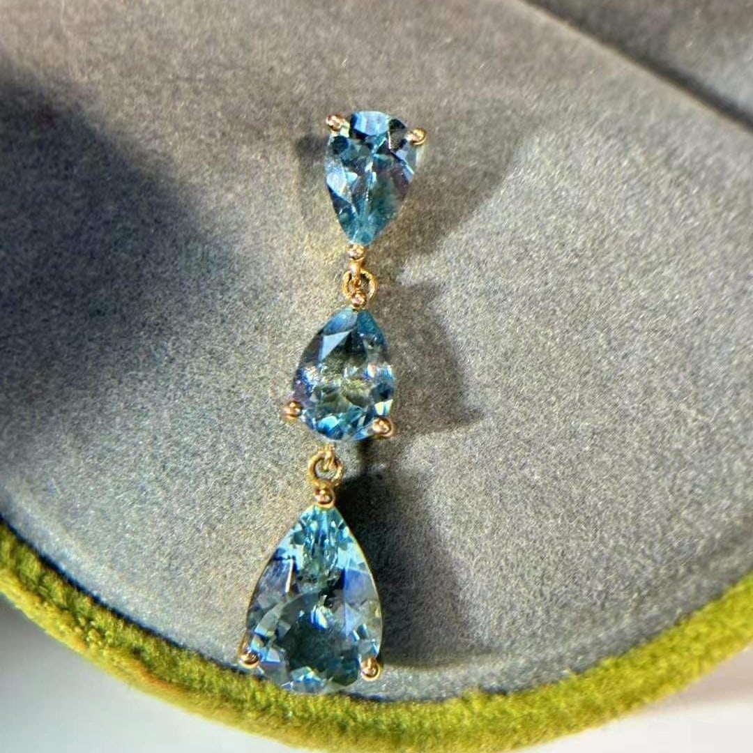 14k Gold 4 Ct Natural Aquamarine Pendant( Without Chain ) - 3