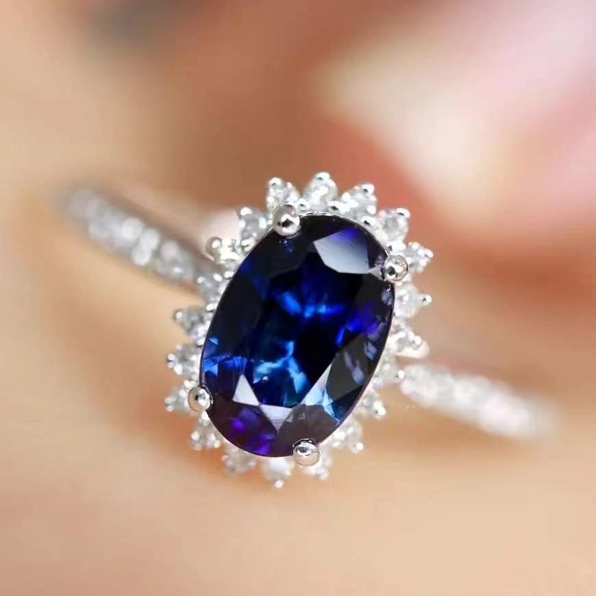 14k Gold 0.73 Ctw Natural Sapphire & Diamond Ring - 2