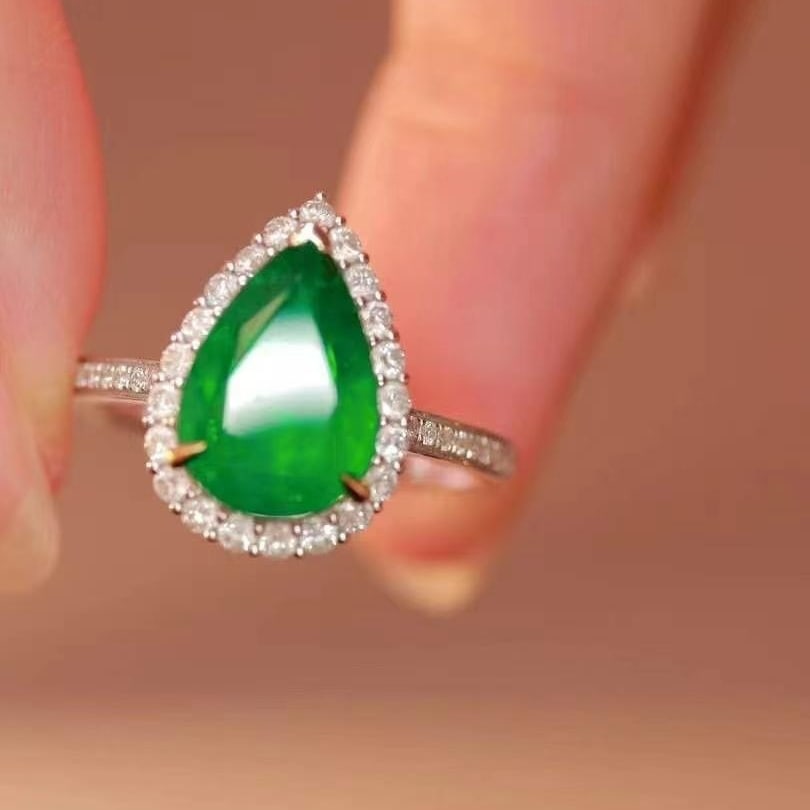 14k Gold 2.85 Ctw Vivid Green Natural Emerald & Diamond Ring - 7
