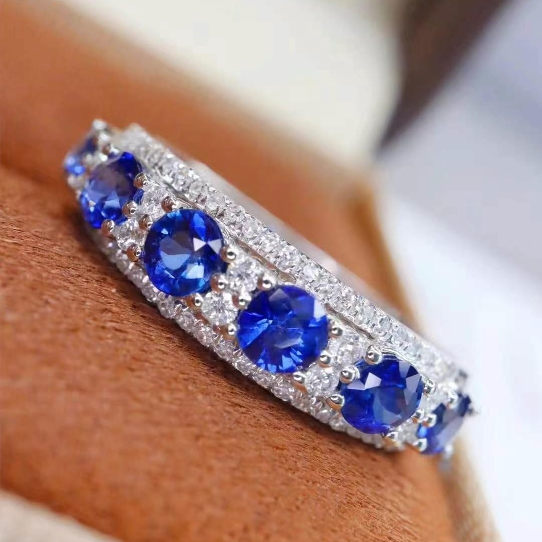 14k Gold 1.54 Ctw Natural Sapphire & Diamond Ring - 3