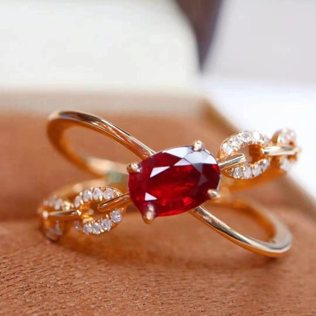14k Gold 0.98 Ctw Natural Ruby & Diamond Ring - 2