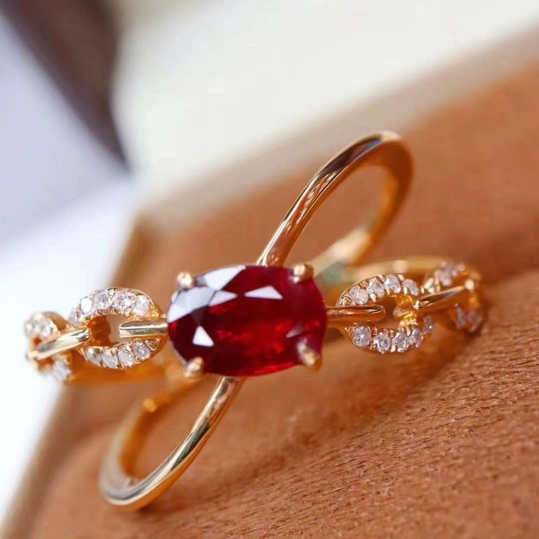 14k Gold 0.98 Ctw Natural Ruby & Diamond Ring - 3