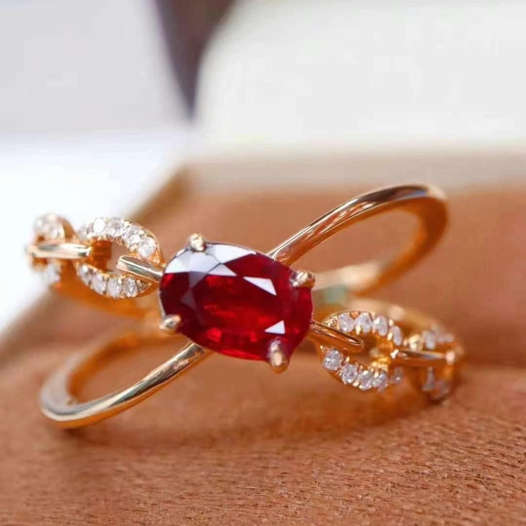 14k Gold 0.98 Ctw Natural Ruby & Diamond Ring - 4
