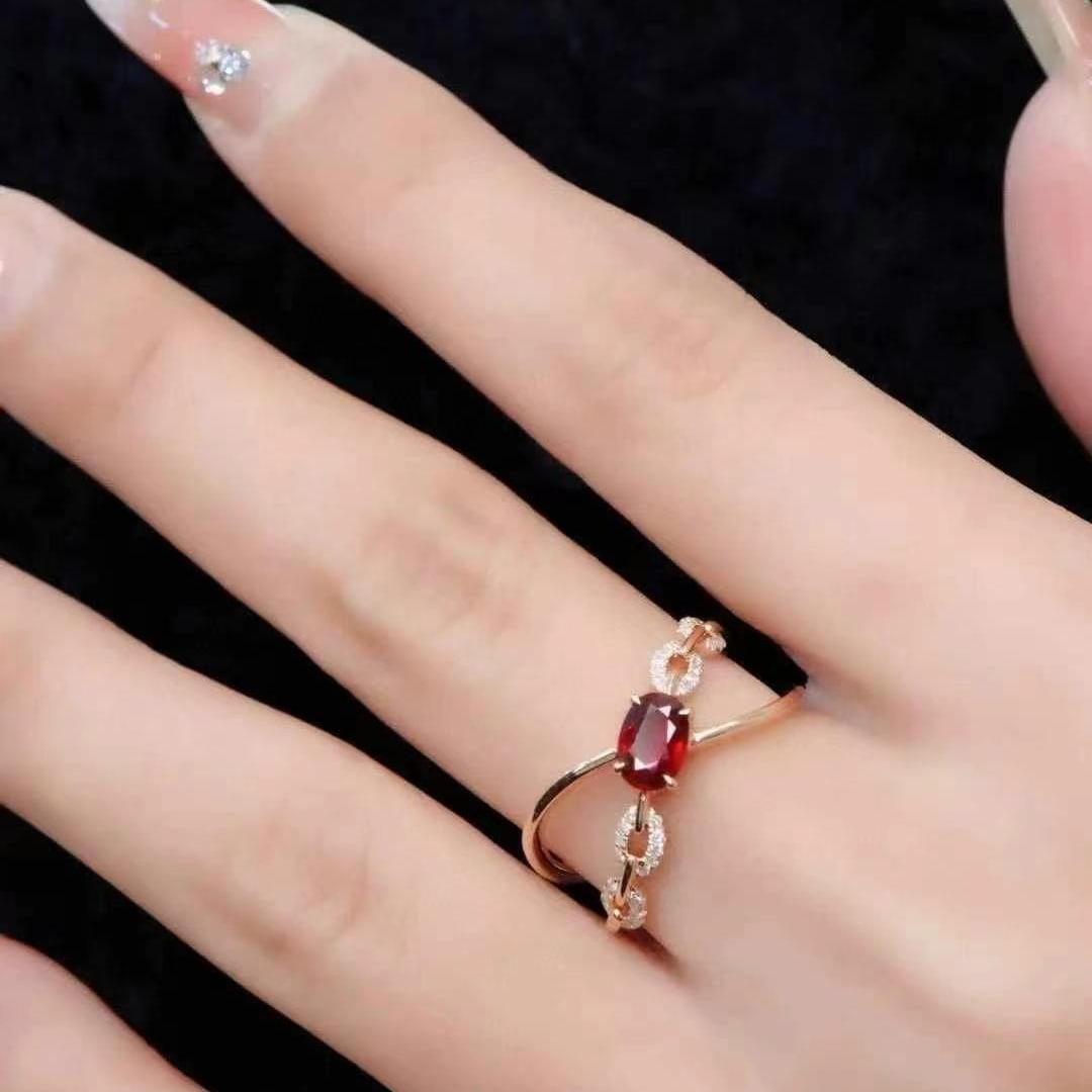 14k Gold 0.98 Ctw Natural Ruby & Diamond Ring - 5