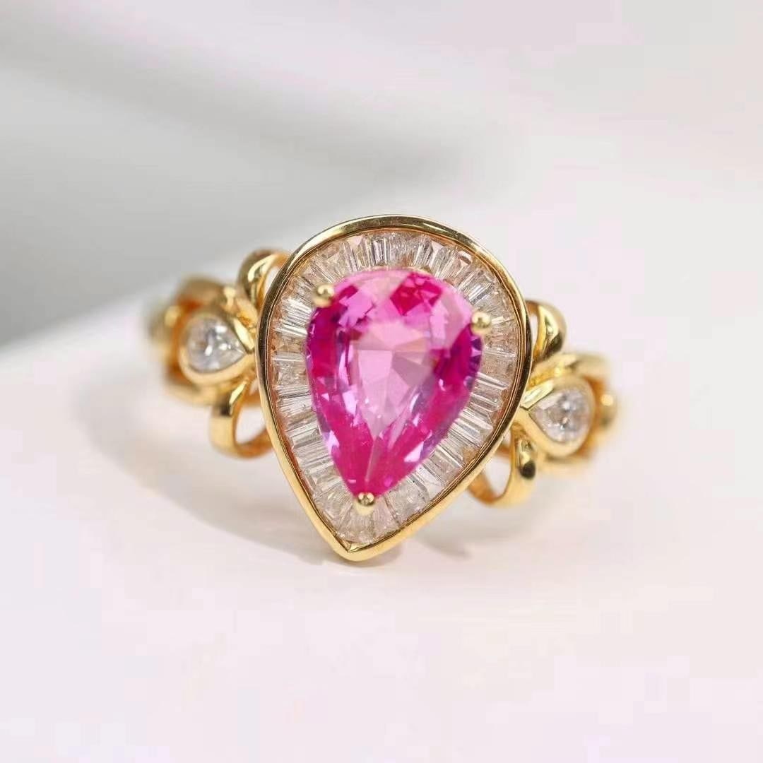14k Gold 1.60 Ctw Natural Sapphire & Diamond Ring - 3