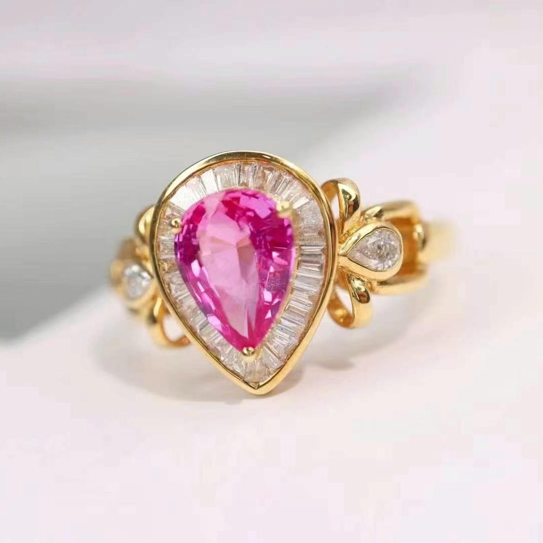 14k Gold 1.60 Ctw Natural Sapphire & Diamond Ring - 4