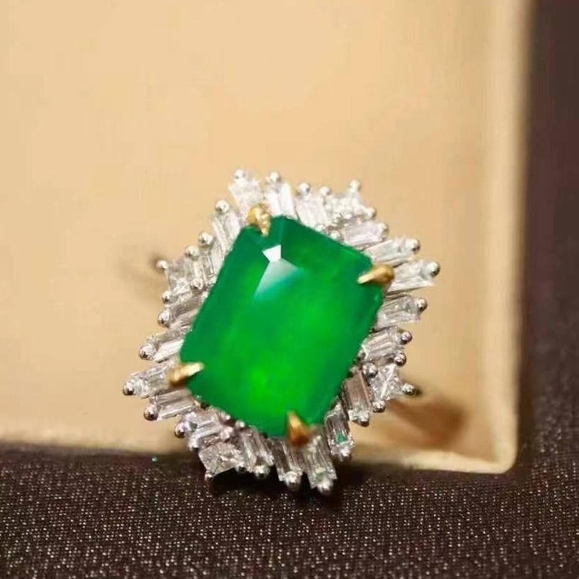 14k Gold 2.33 Ctw Vivid Green Natural Emerald & Diamond Ring - 8