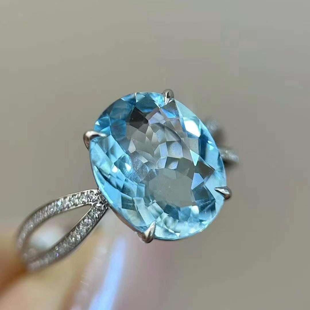 14k Gold 3.42 Ctw Natural Aquamarine & Diamond Ring - 2