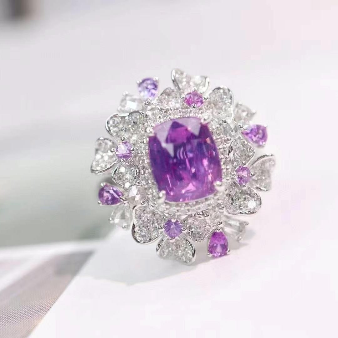 14k Gold 3.10 Ctw Natural Sapphire & Diamond Ring/pendant( Without Chain ) - 2