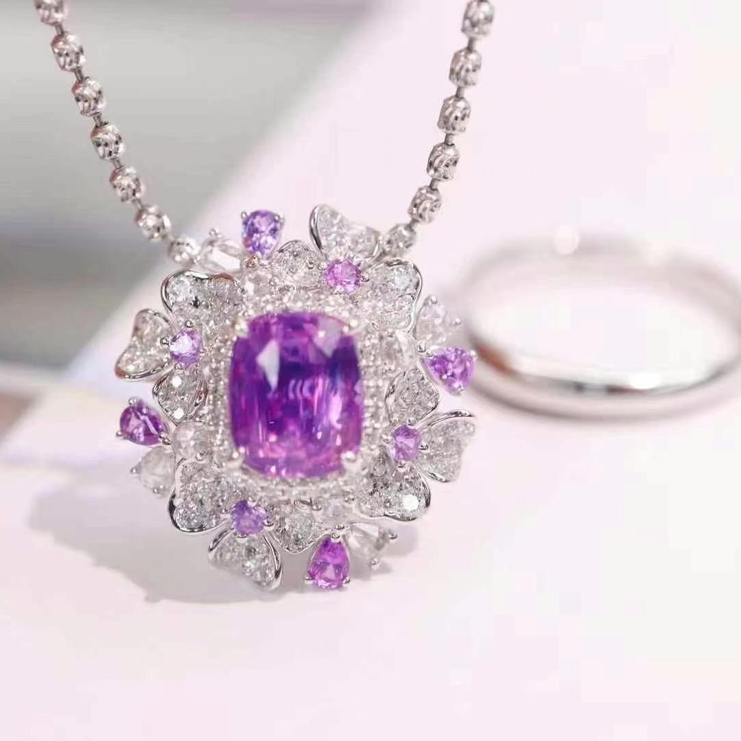 14k Gold 3.10 Ctw Natural Sapphire & Diamond Ring/pendant( Without Chain ) - 4