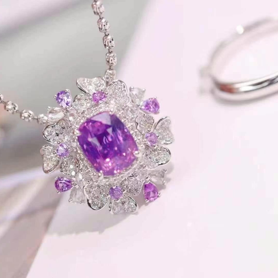 14k Gold 3.10 Ctw Natural Sapphire & Diamond Ring/pendant( Without Chain ) - 5