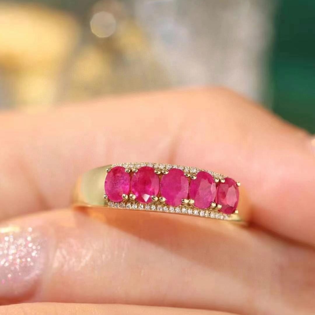 14k Gold 1.15 Ctw Natural Ruby & Diamond Ring - 4