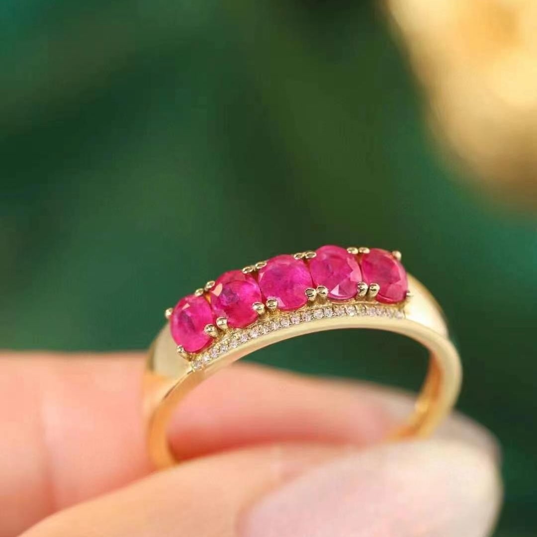 14k Gold 1.15 Ctw Natural Ruby & Diamond Ring - 5