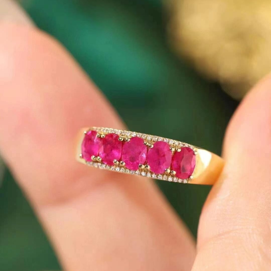 14k Gold 1.15 Ctw Natural Ruby & Diamond Ring - 6