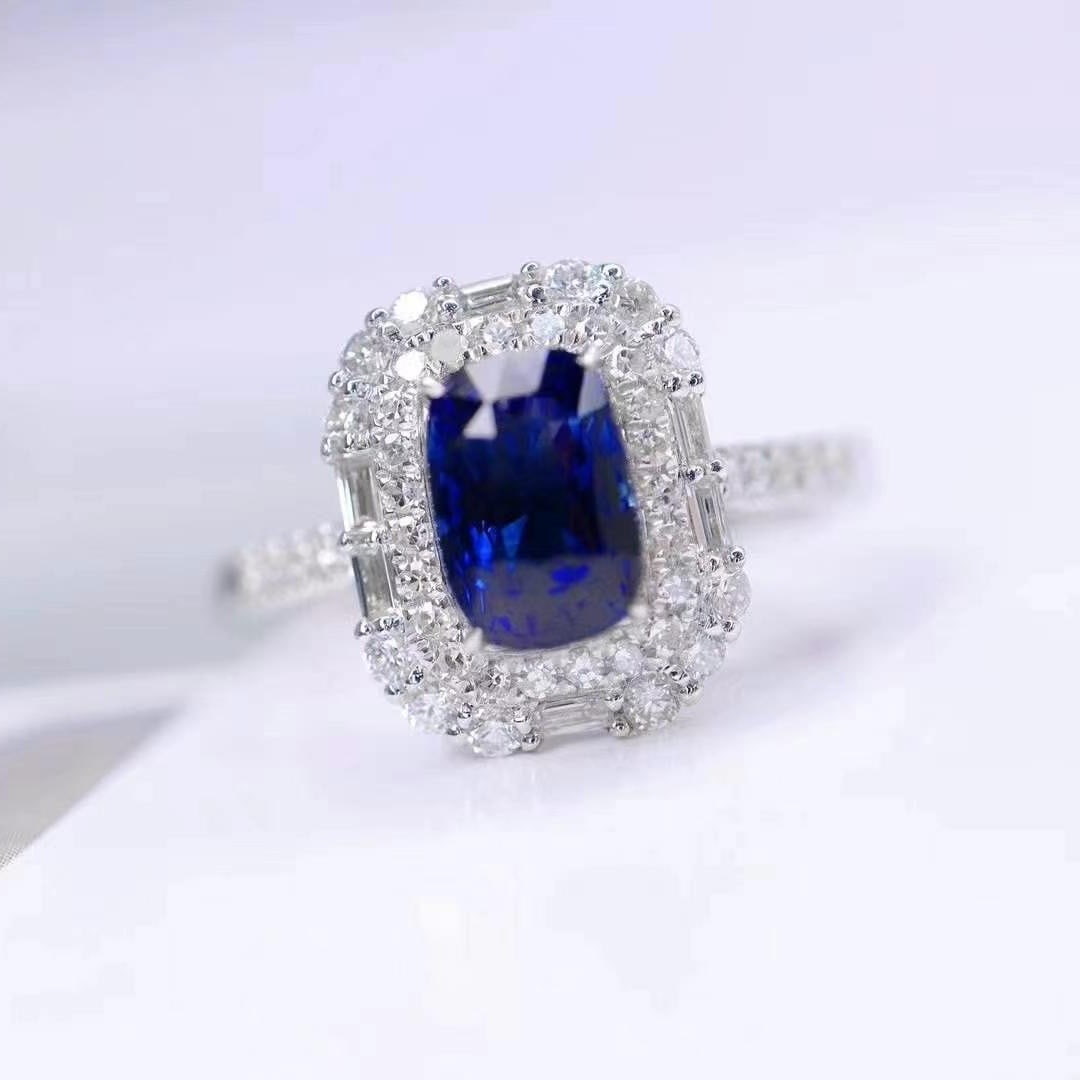 14k Gold 2.13 Ctw Natural Sapphire & Diamond Ring - 2