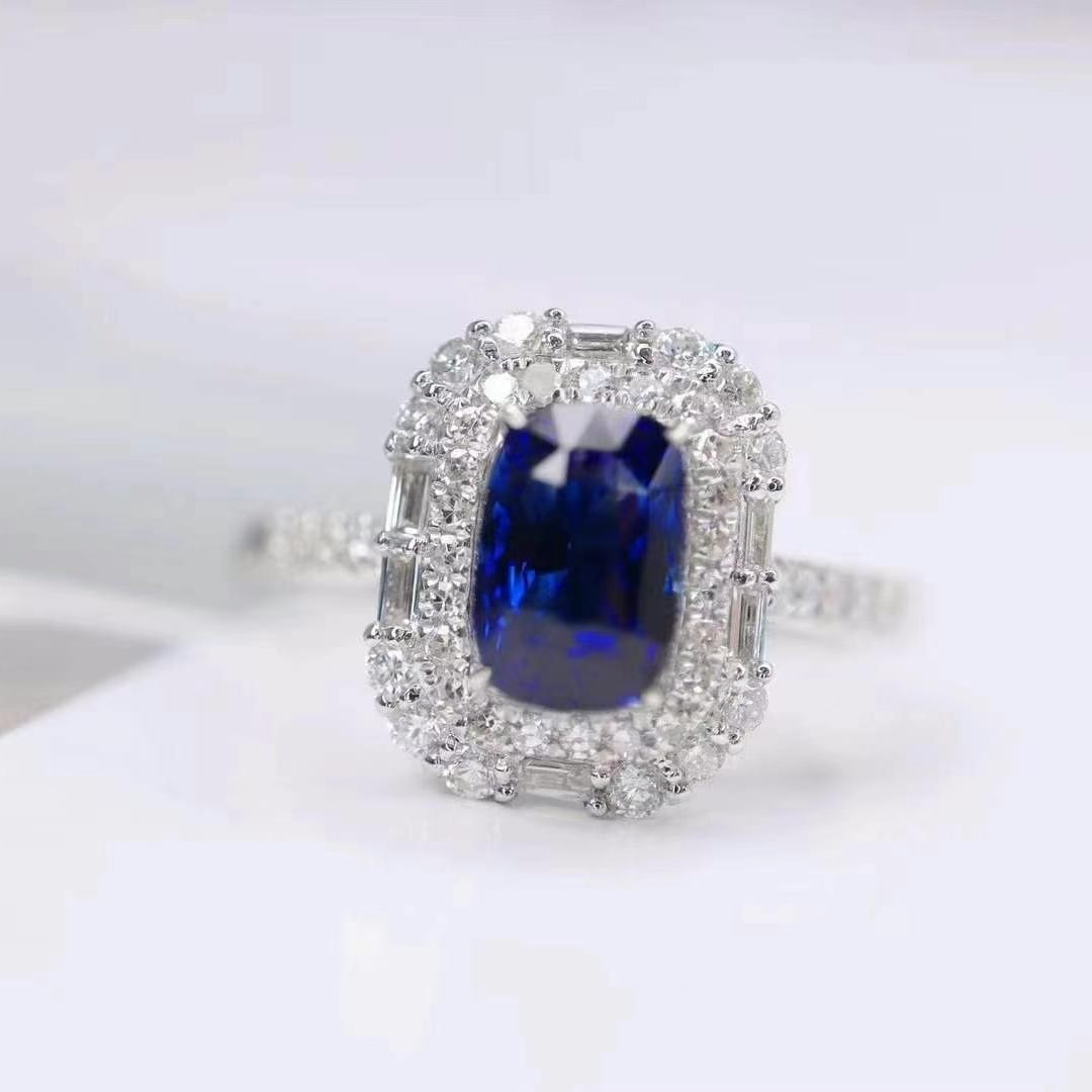 14k Gold 2.13 Ctw Natural Sapphire & Diamond Ring - 3