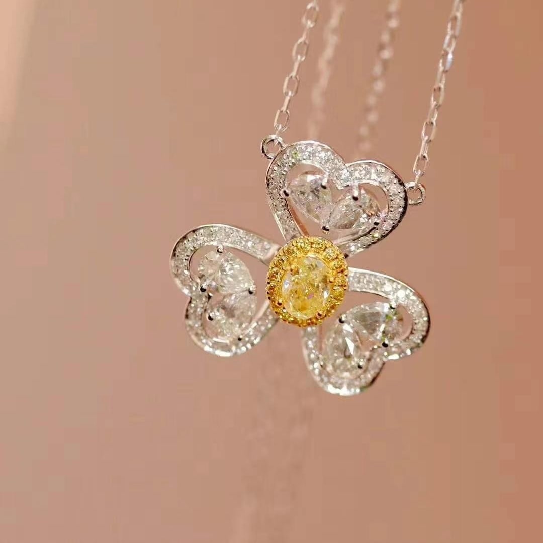 14k Gold 1.4 Ct Natural Color Diamond Necklace: Ref:230993184 // gold content:14k gold // main gemstone:diamond // shape:multiply // carat weight:1. 4ct // clarity grade:vs-si // color:color // treatment:natural // Condition: New Low Estimate:
