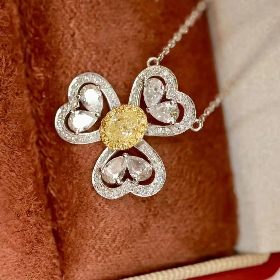 14k Gold 1.4 Ct Natural Color Diamond Necklace - 2