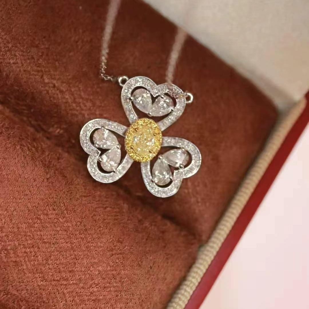 14k Gold 1.4 Ct Natural Color Diamond Necklace - 3