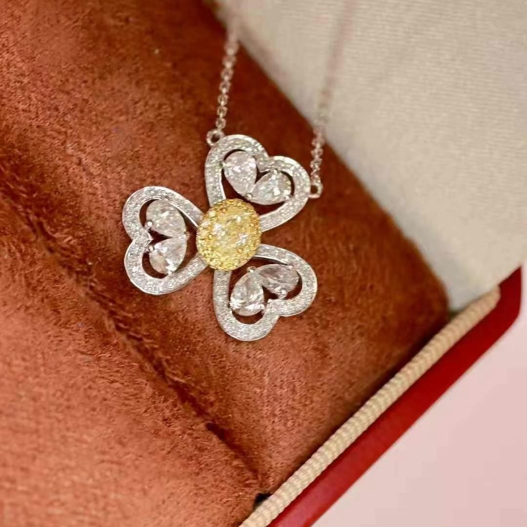 14k Gold 1.4 Ct Natural Color Diamond Necklace - 5