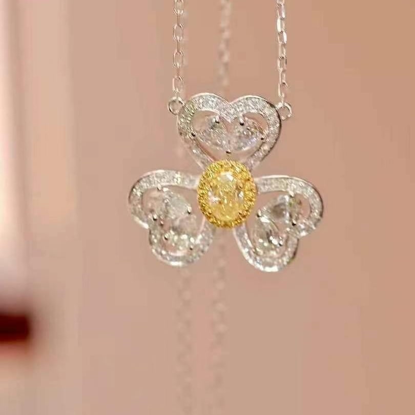 14k Gold 1.4 Ct Natural Color Diamond Necklace - 6
