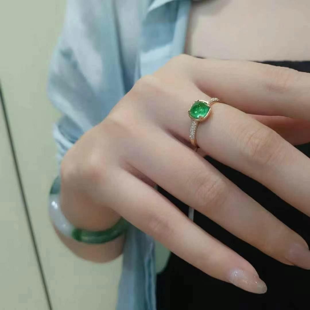 14k Gold 1.63 Ctw Natural Emerald & Diamond Ring - 4